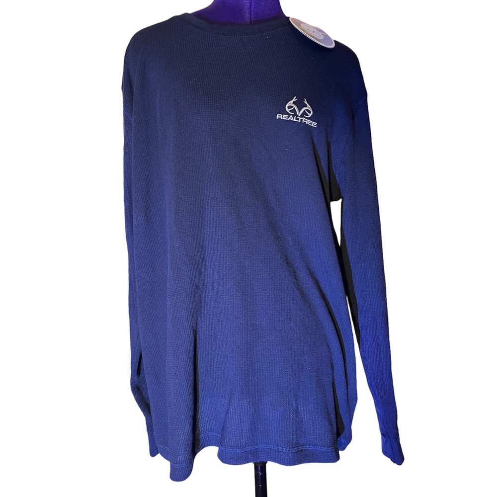 Mens Official Realtree Crewneck Thermal Size Large Navy NWT
